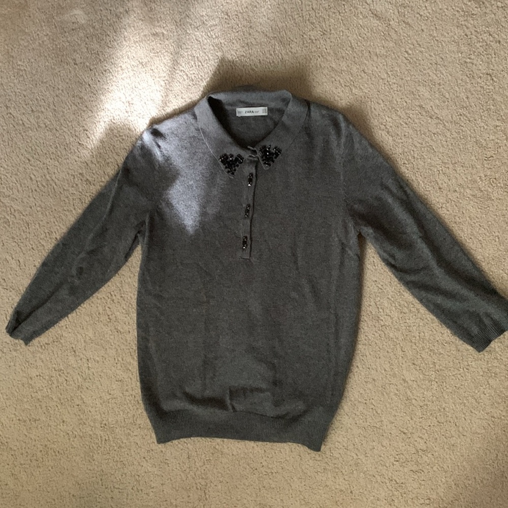 Zara knit jewel collared sweater